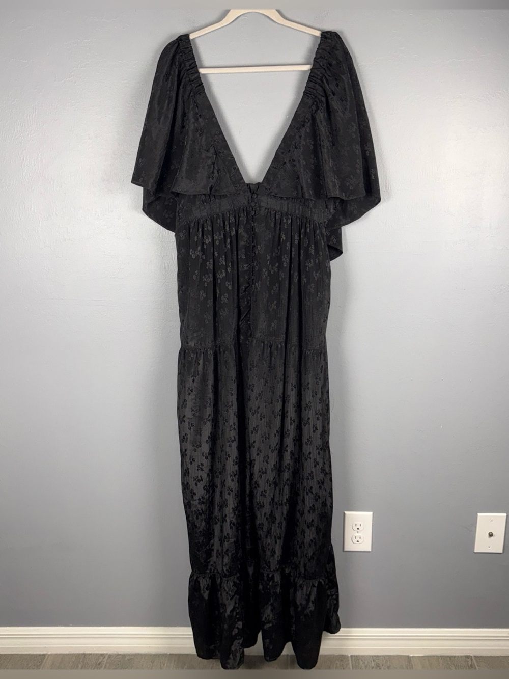 Free People Cha Cha Maxi Dress Black XL Bohemian Goth Ethereal Witchy Fairy